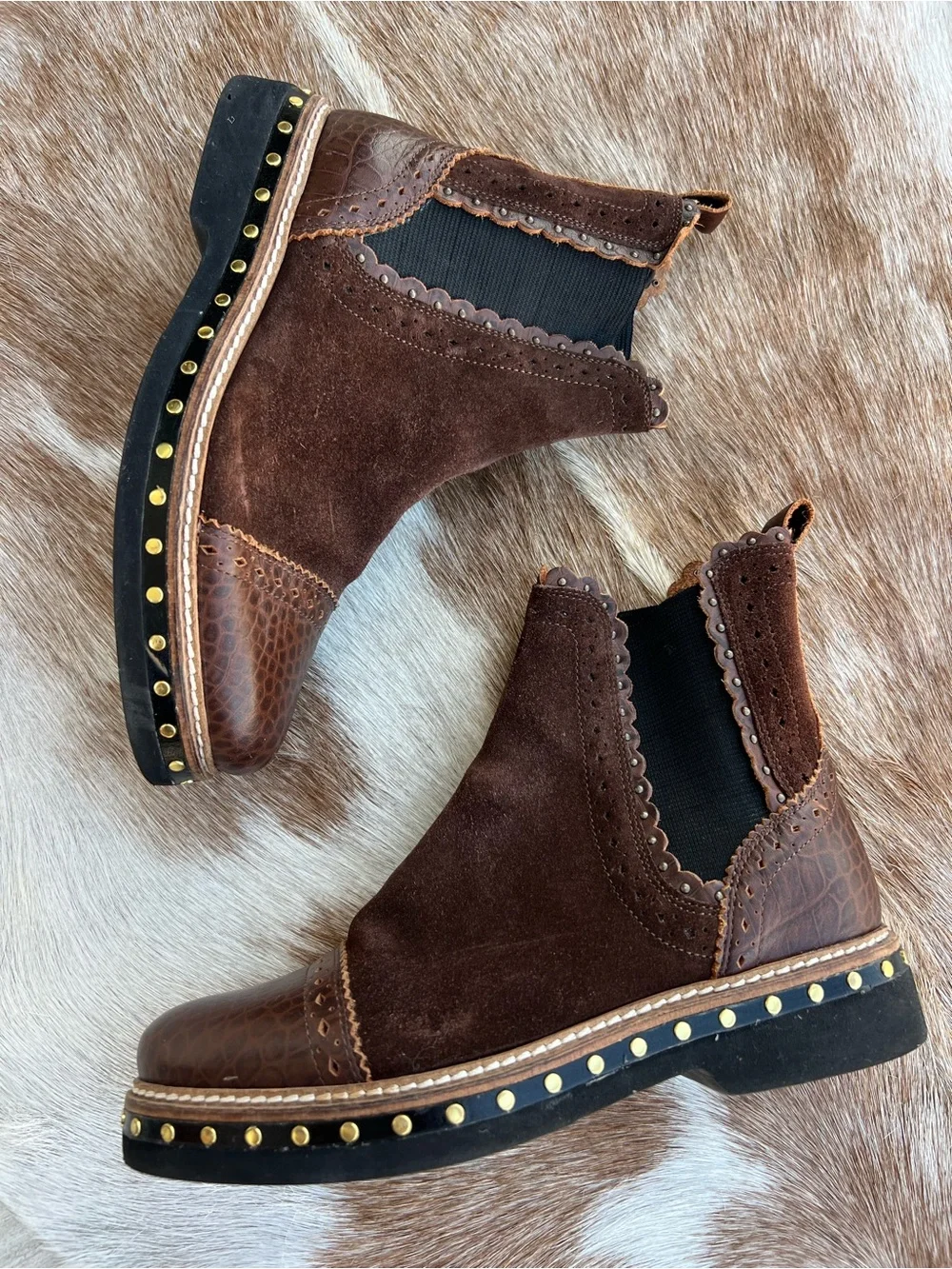 Free People Brown Suede & Leather Chelsea Booties size 36